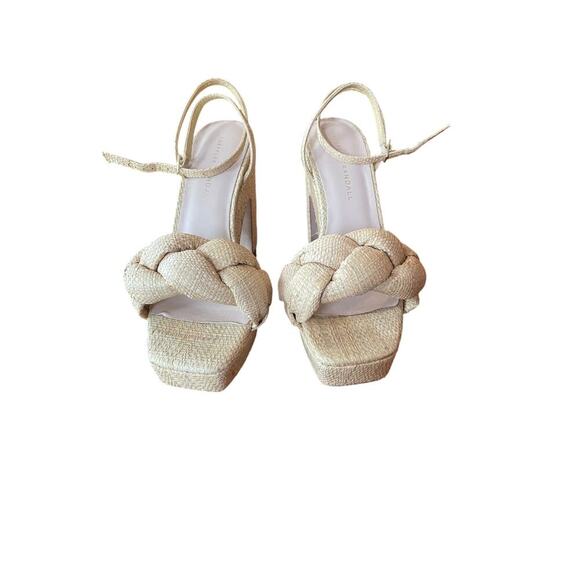 Loeffler Randall Fea braided woven platform neutral beige natural heel 7 - Picture 8 of 16